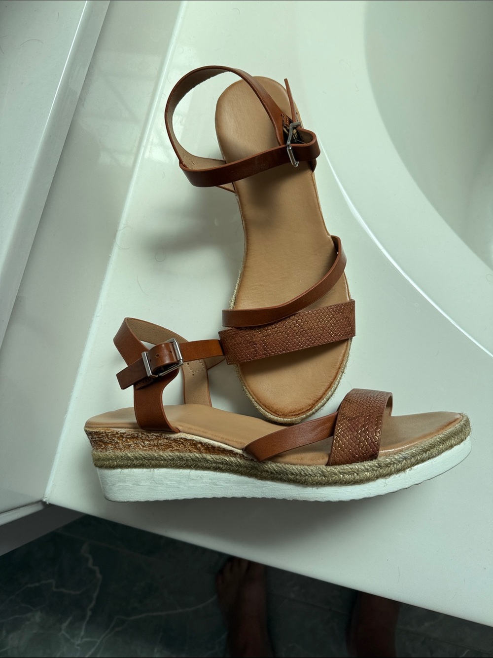 Amazon Essentials Womens Tan Espadrille Wedge Sandals